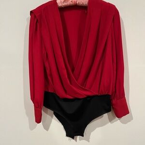 Zara Elegant Red and Black Bodysuit